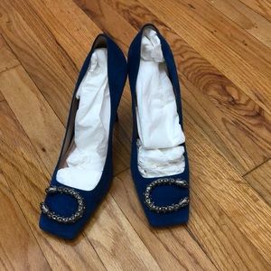 Gucci leather suede royal blue heels